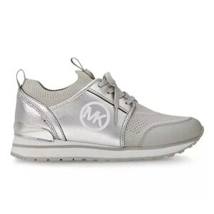 Michael Kors Women's Dash Knit Trainer Sneakers Silver Size 9.5 M (MSRP $165)